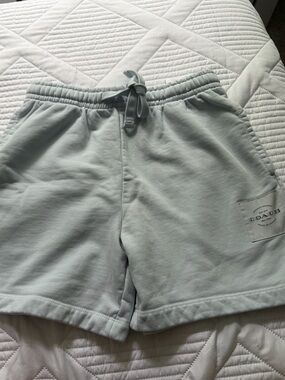 COACH Light Blue Cotton Drawstring Shorts